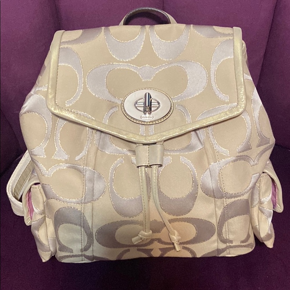 Coach Gold & Silver Backpack NWT!